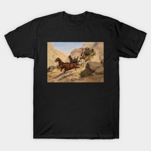 Stagecoach Under Attack - Vintage Western American Art T-Shirt